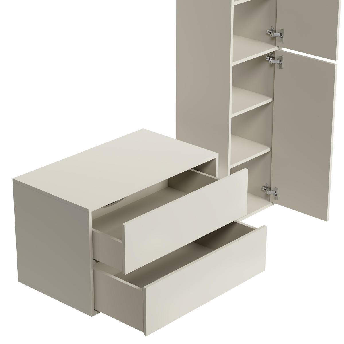 BADMÖBEL-SET Mali 2 Teile Cashmere - 80 x 46 x 54 cm - Kaschmir, Holz (80/54/46cm) - Badplaats