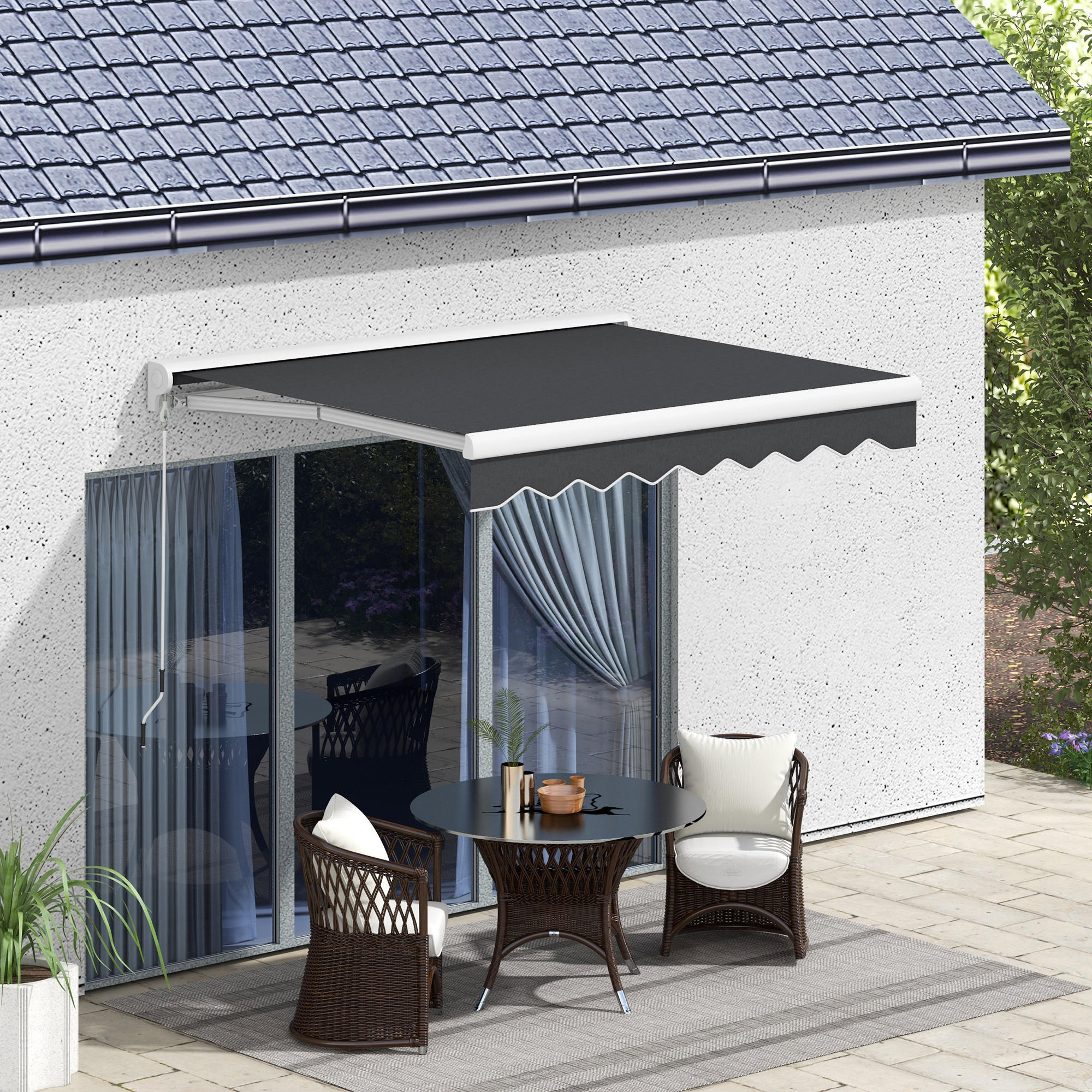 MARKISE, Sand, Aluminium, Polyester - Grau, Metall (250/150/200cm) - Outsunny