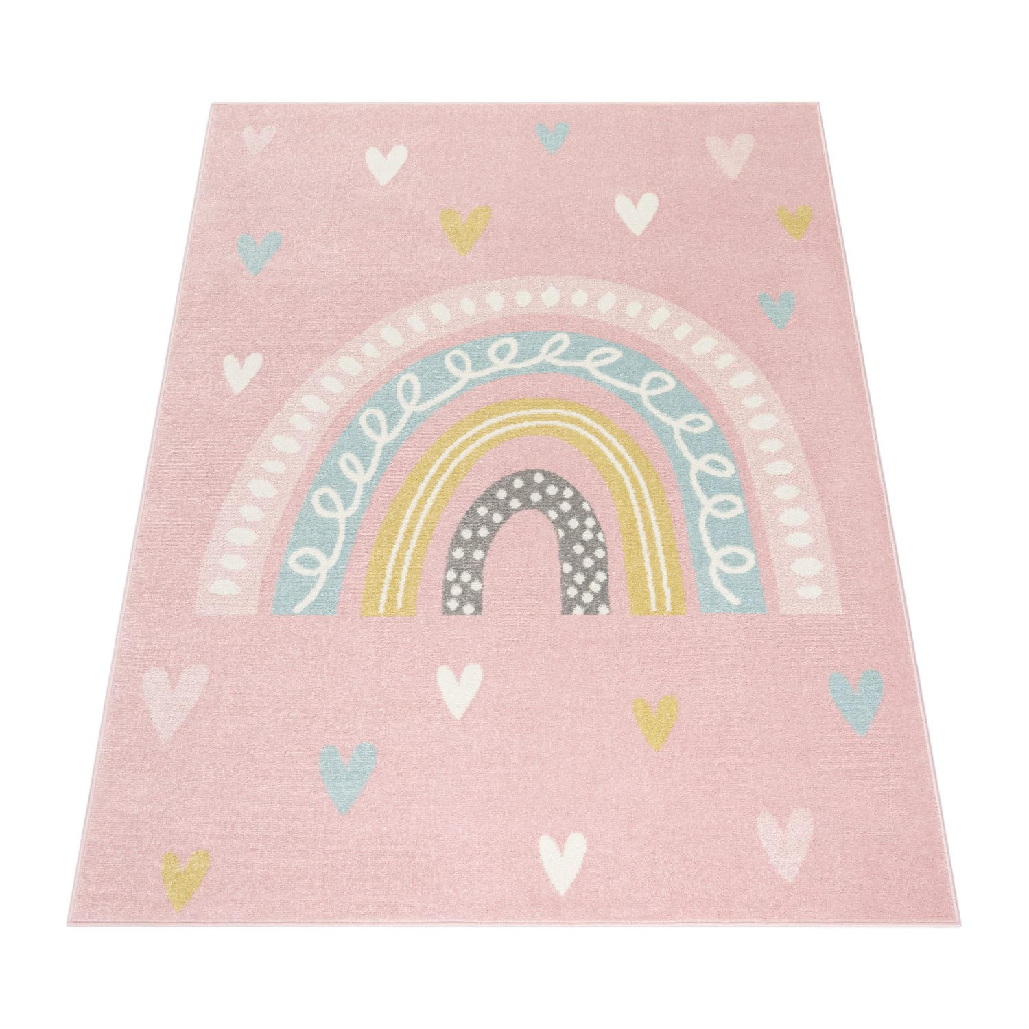KINDERTEPPICH Regenbogen Kinderzimmer schmutzabweisend Rosa Rechteckig 133x190 - Rosa, Textil (133/190cm) - KADIMA DESIGN