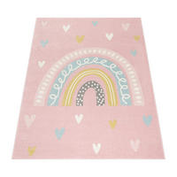 KINDERTEPPICH Regenbogen Kinderzimmer schmutzabweisend Rosa Läufer 80x150 - Rosa, Textil (80/150cm) - KADIMA DESIGN