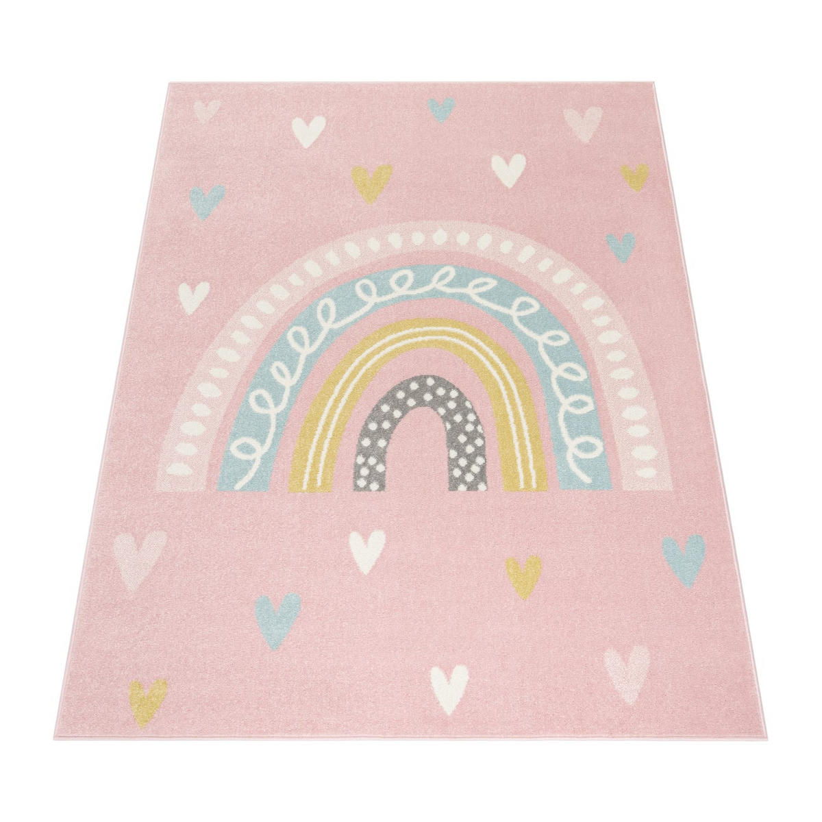 KINDERTEPPICH Regenbogen Kinderzimmer schmutzabweisend Rosa Läufer 80x150 - Rosa, Textil (80/150cm) - KADIMA DESIGN