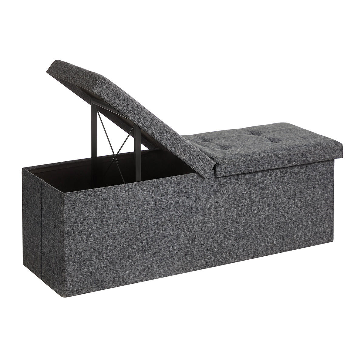SITZBOX mit klappbarem Deckel - L110 cm - Grau, Holz (38/38/110cm) - Calicosy