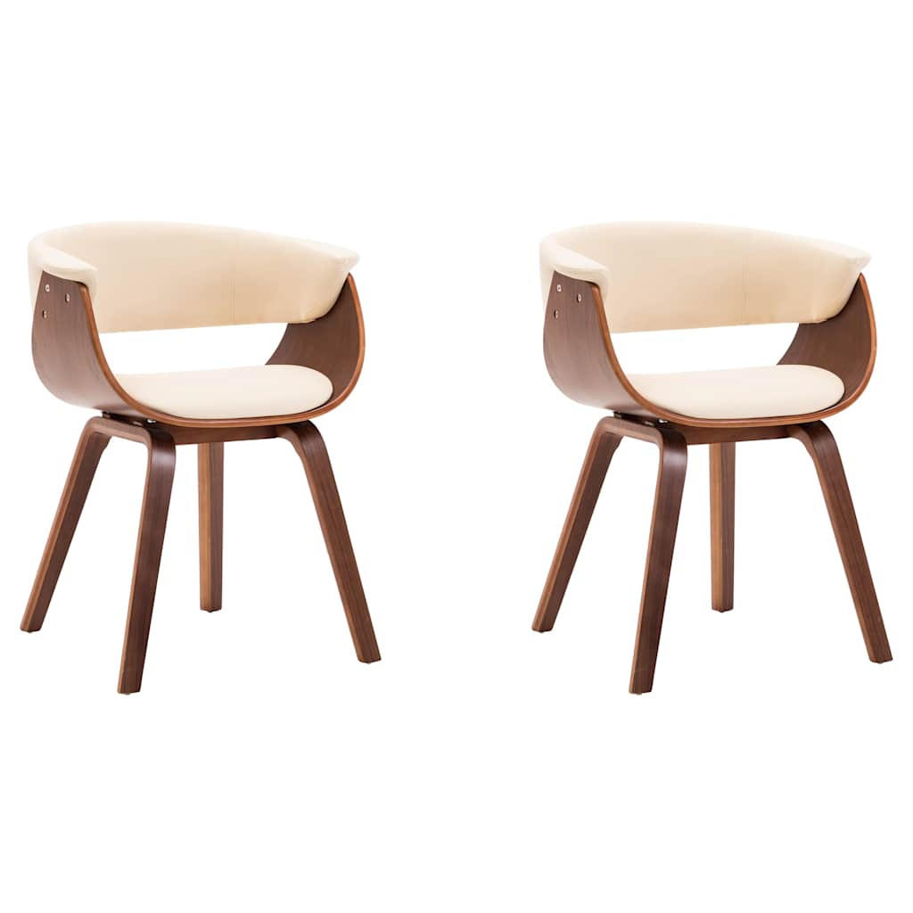 ESSZIMMERSTÜHLE 2Er Set Creme Bugholz Und Kunstleder - Creme, Leder (51/72/59.5cm) - vidaXL