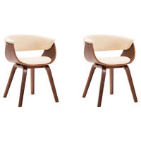 ESSZIMMERSTÜHLE 2Er Set Creme Bugholz Und Kunstleder - Creme, Leder (51/72/59.5cm) - vidaXL