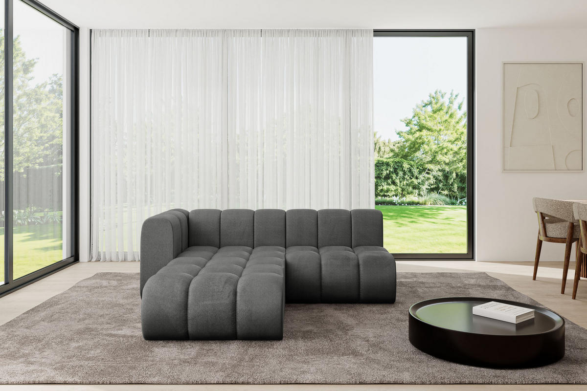 ECKSOFA modulares Sofa Darnel-L1 - 205x177x70 cm Dunkelgrau - Dunkelgrau, Holzwerkstoff/Textil (205/177cm) - ALTDECOR