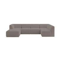 WOHNLANDSCHAFT Ottomane Links MOVA 345x180x78 Braun Bouclé - Schwarz/Braun, Holzwerkstoff/Kunststoff (180/78/345cm) - ALTDECOR