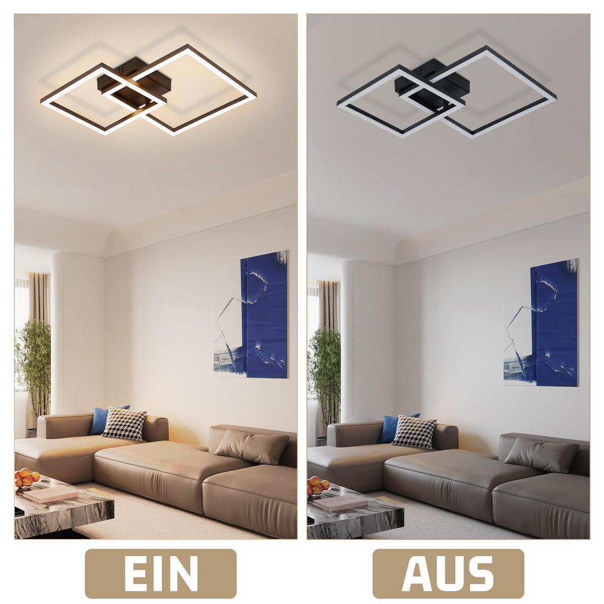 LED-DECKENLEUCHTE Lounder 34.5/34.5/6.7cm - Schwarz, Kunststoff (34.5/34.5/6.7cm) - Nettlife