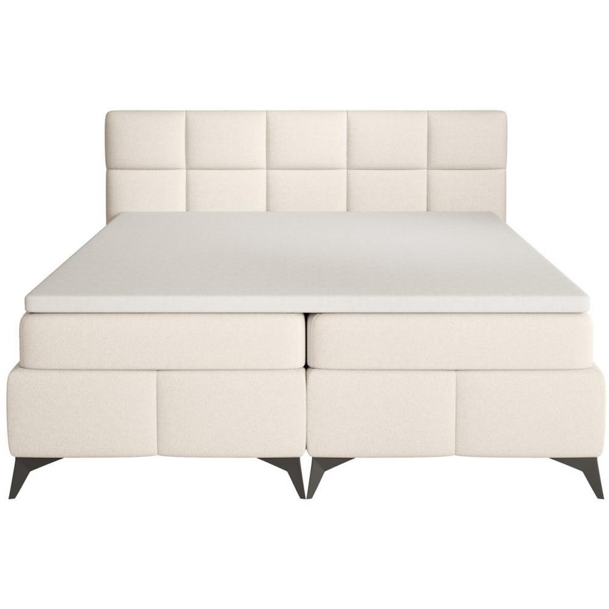 BOXBETT Solido mit Bettkasten 180x200 cm hellbeige - Beige/Schwarz, Textil/Metall (180/200cm) - Beautysofa