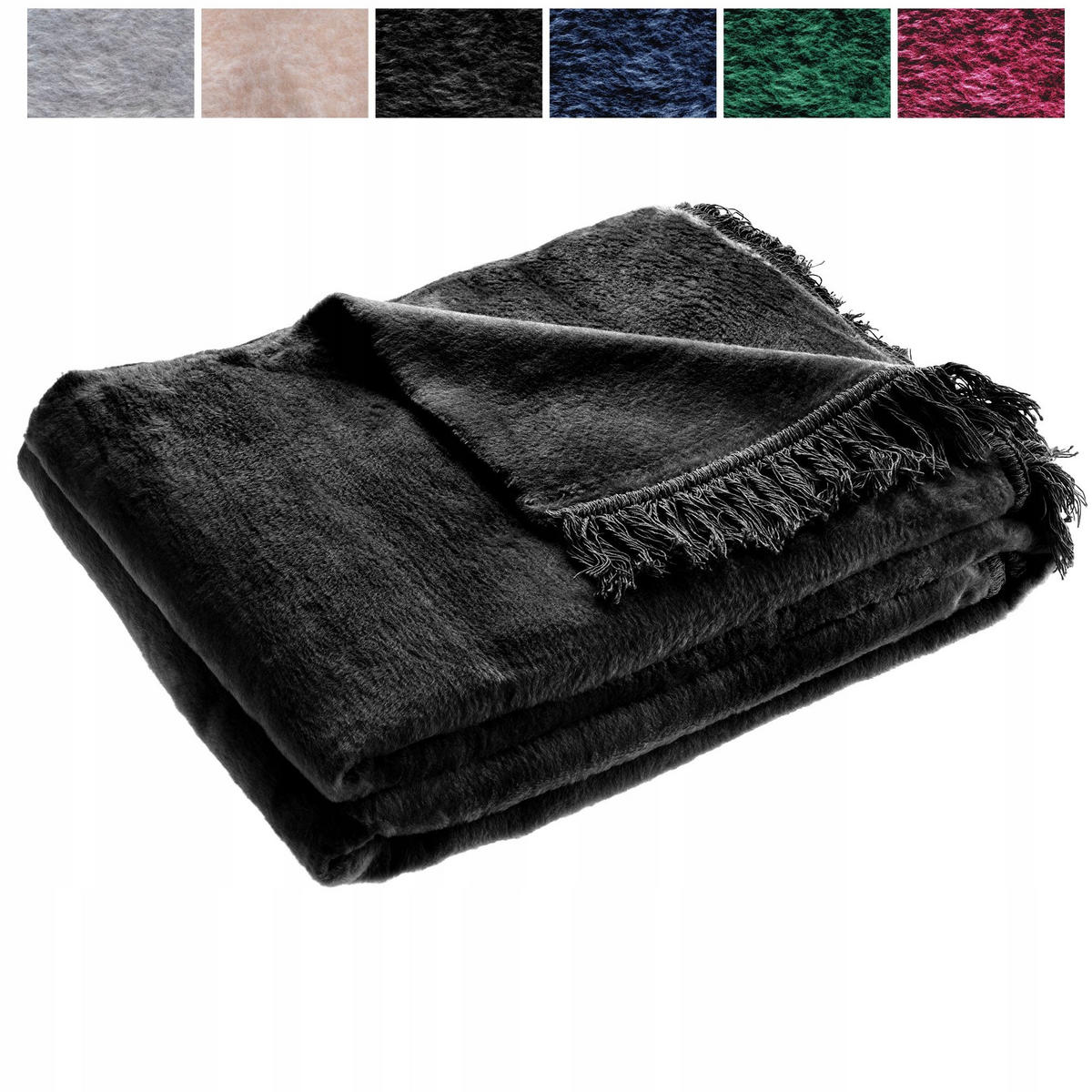 BETTDECKE, 2 x 1.5 m, Schwarz - Schwarz, Textil (150/200cm) - KADAX