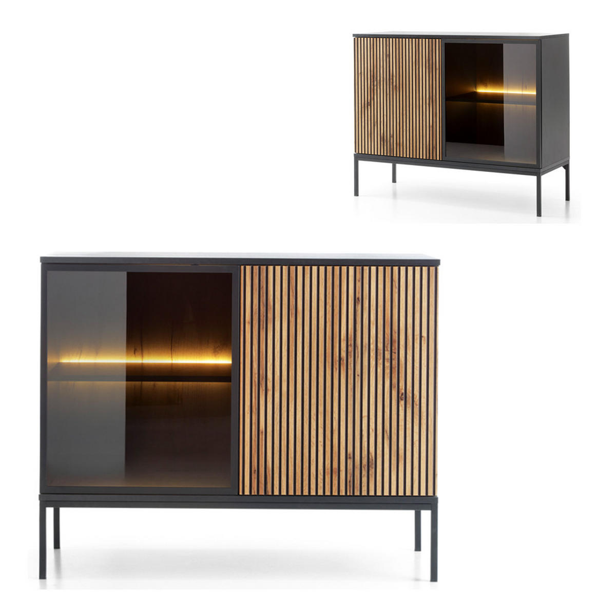 KOMMODE Sibari-160 - Schwarz, Holzwerkstoff (104/83/39cm) - Lomado