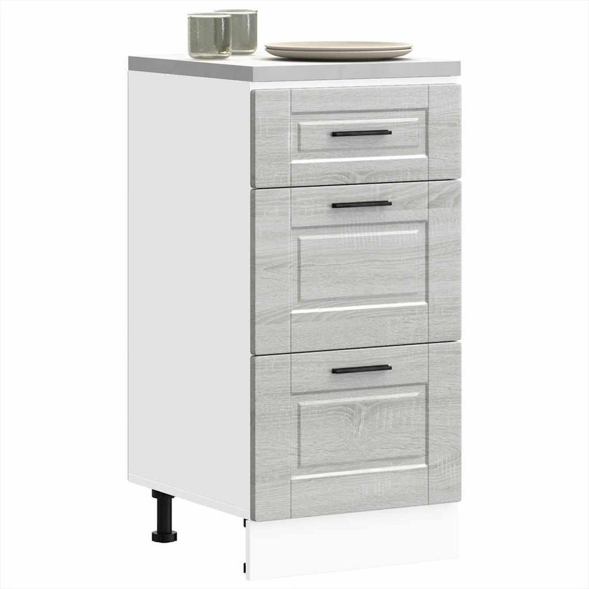 KÜCHENUNTERSCHRANK Porto Grau Sonoma Holzwerkstoff - Grau, Holzwerkstoff (46/81.5/40cm) - vidaXL