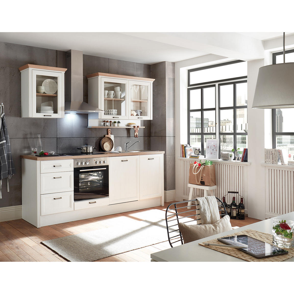 KÜCHENZEILE - Pinienfarben, Holzwerkstoff (235/217/60cm) - home24