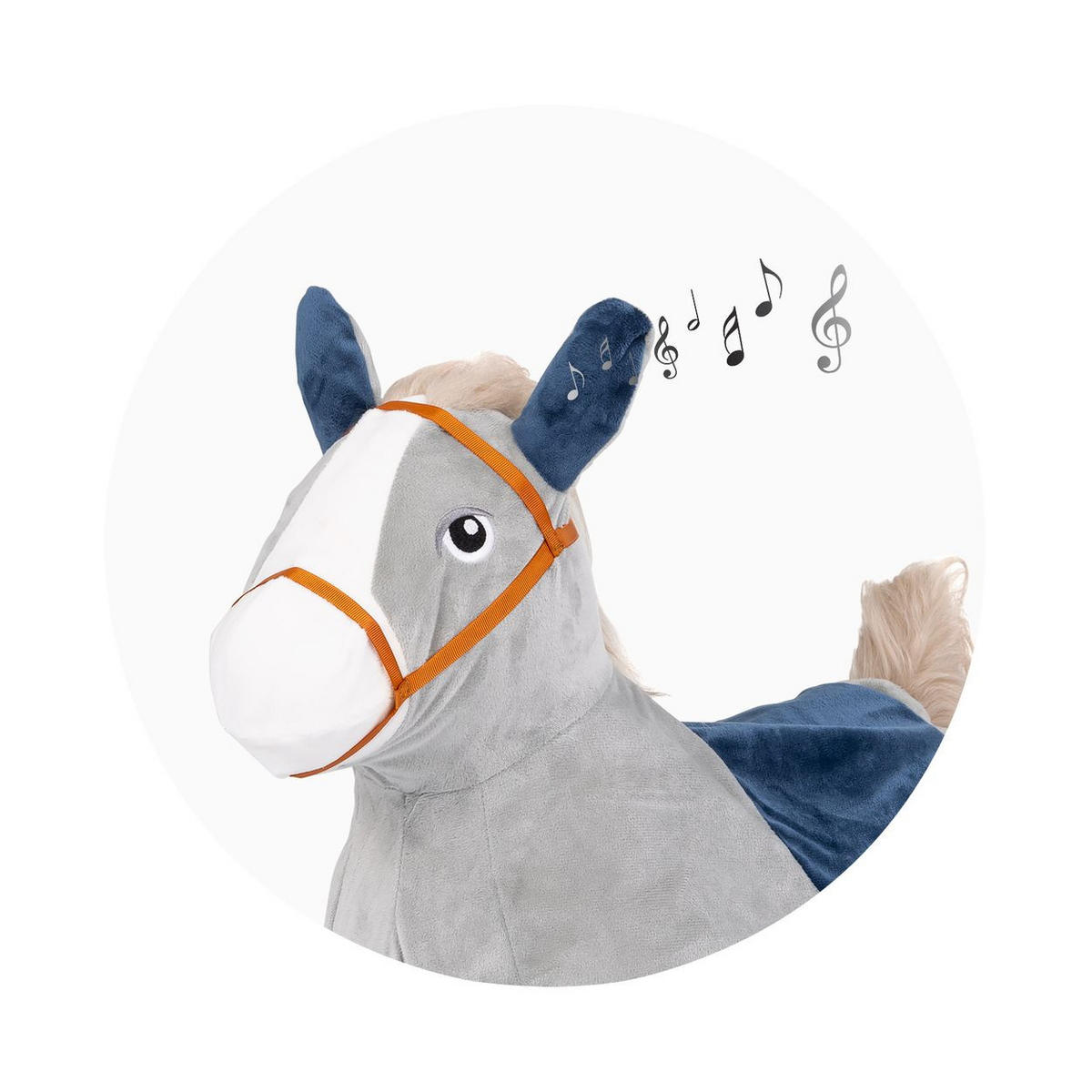HÜPFSPIELZEUG Hüpftiere blau Musik, Geräusche, aufblasbar, Plüschbezug, ab 12 Monate, bis 50 kg - Grau, Textil (27/57/50cm) - Chipolino