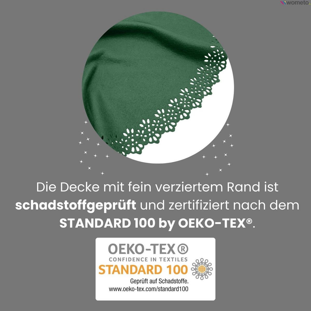 BAUMUNTERLAGE Weihnachtsbaum-Decke dunkelgrün 120 cm rund mit Knöpfen und Satin-Schleifen - Dunkelgrün, Textil (120/120cm) - wometo