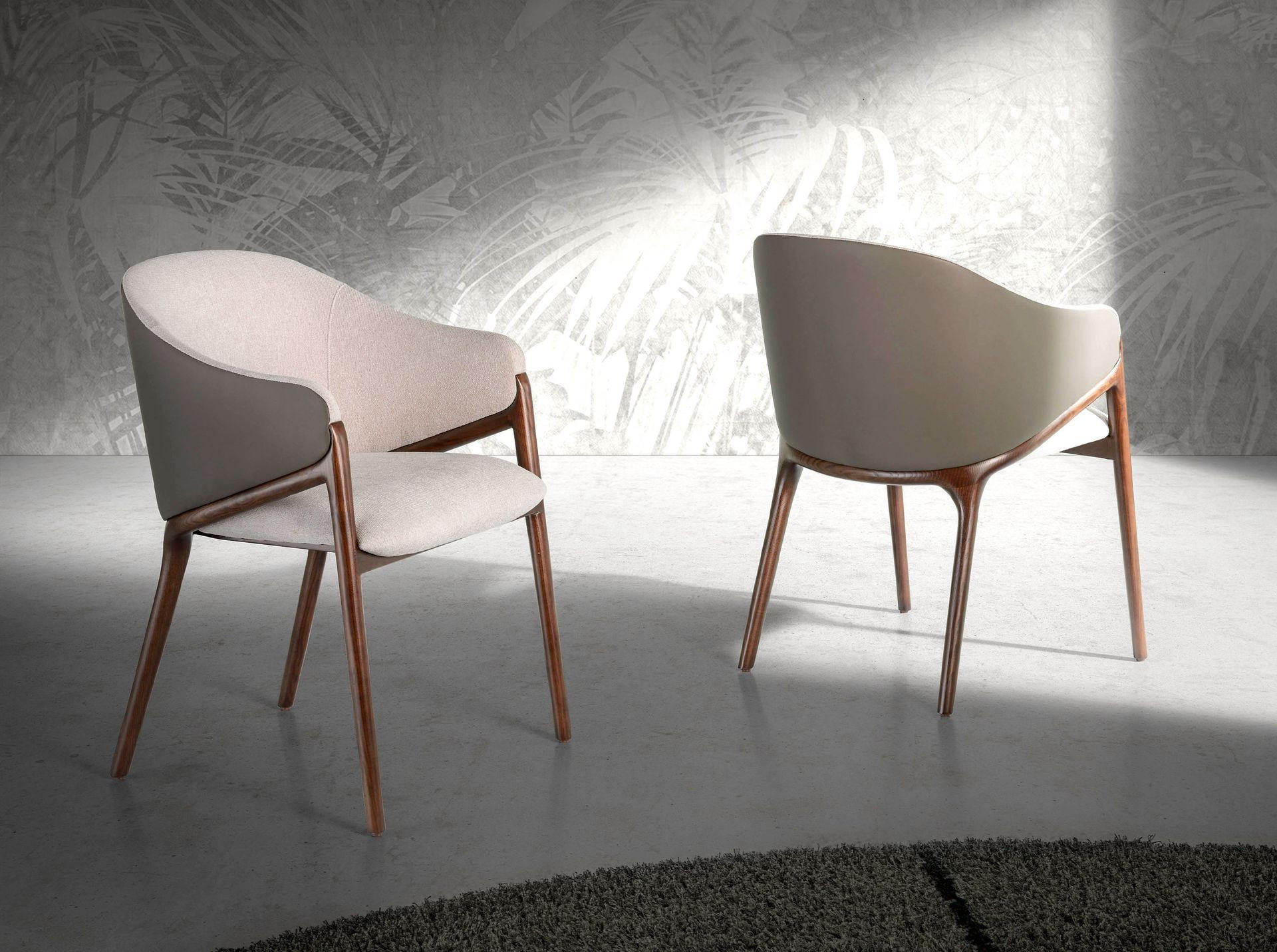 Thumbnail - Angel Cerda Stuhl, Beige, Grau, Nussbaum, Leder, Echtholz,Schima, Uni, 1-Sitzer, Füllung: Polyetherschaumkern, nicht ein...