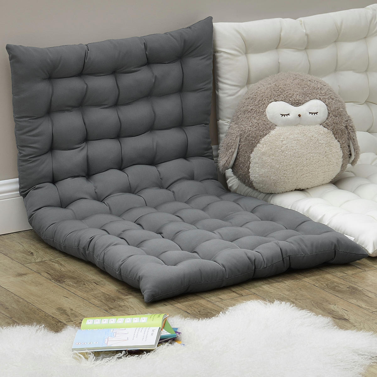 BODENKISSEN Espoo - Hellgrau, Textil (60/120/5cm) - [en.casa]