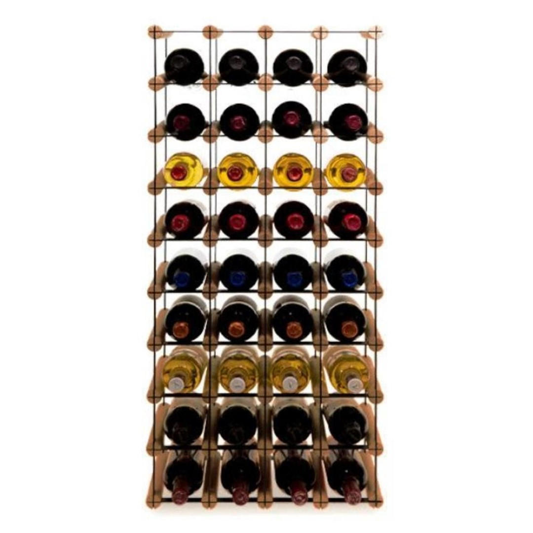 WEINREGAL Vinotega Mod Metal 92,5x42,5x24,5 cm 4x9 Flaschen Massives Kiefernholz Braun Geölt - Braun, Holz (42.5/92.5/24.5cm) - PROREGAL