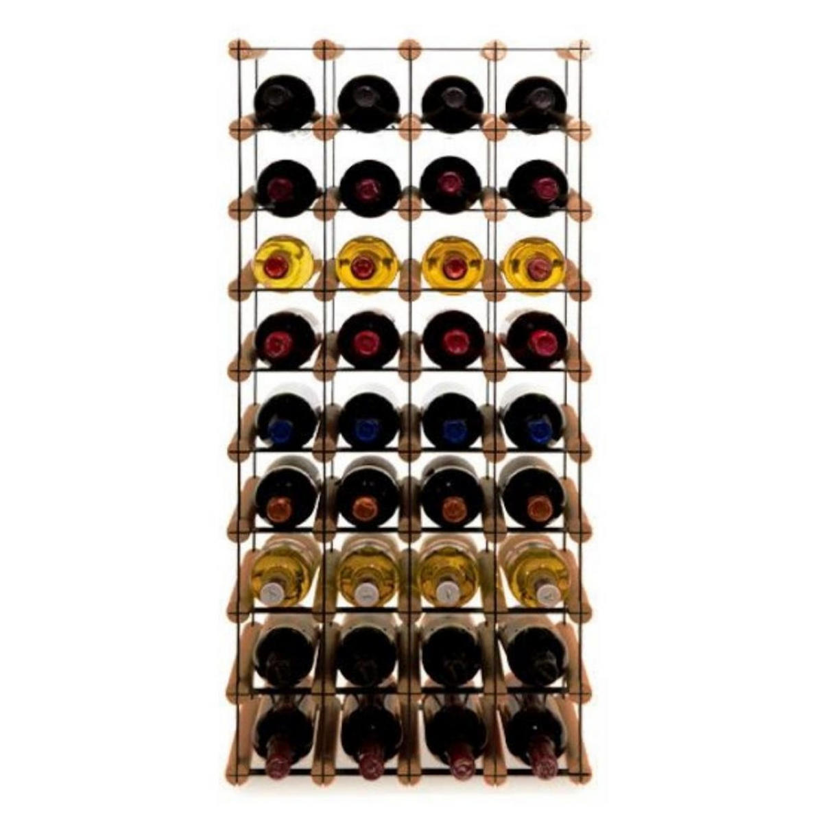 WEINREGAL Vinotega Mod Metal 92,5x42,5x24,5 cm 4x9 Flaschen Massives Kiefernholz Braun Geölt - Braun, Holz (42.5/92.5/24.5cm) - PROREGAL