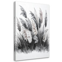 LEINWANDBILD Pampasgras Schwarz-Weiß 80x120cm - Schwarz, Textil (80/120cm) - Feeby