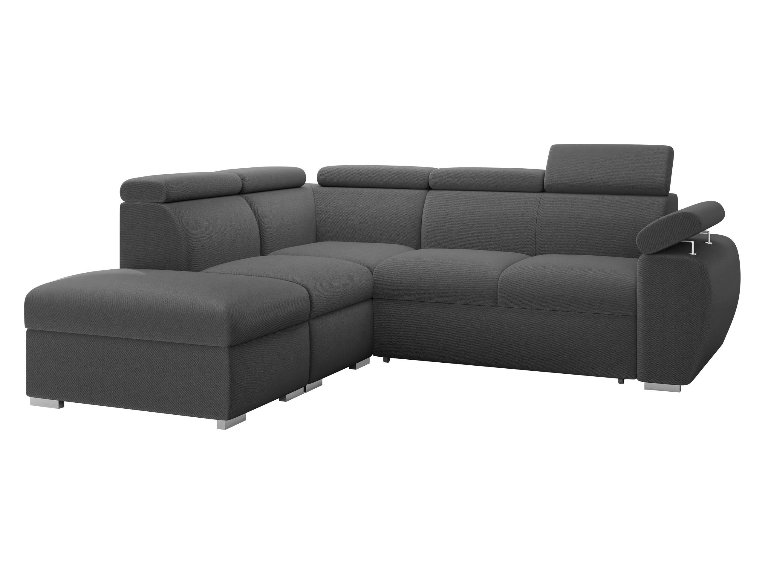 ECKSOFA Boston 2RR1P, Seite: Links PUFAP+R+1P(65)+2R - Silberfarben/Grau, Holz/Textil (260/230cm) - MIRJAN24