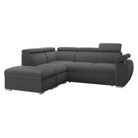 ECKSOFA Boston 2RR1P, Seite: Links PUFAP+R+1P(65)+2R - Silberfarben/Grau, Holz/Textil (260/230cm) - MIRJAN24