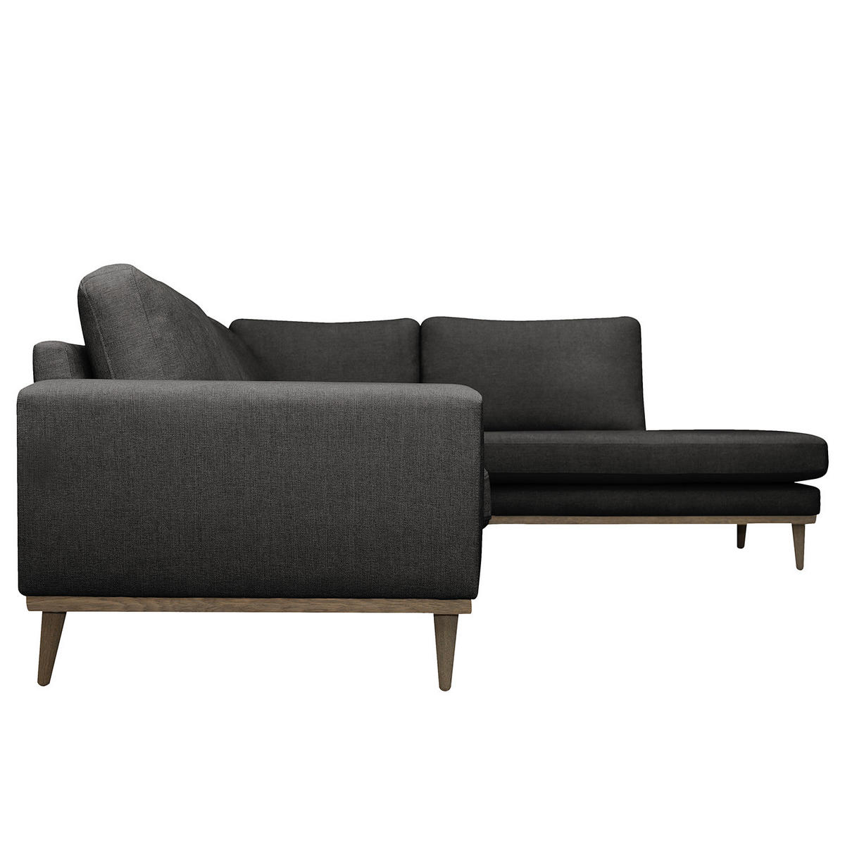 ECKSOFA mit Ottomane - Eichefarben/Schwarz, Eichenholz/Textil (287/219cm) - home24