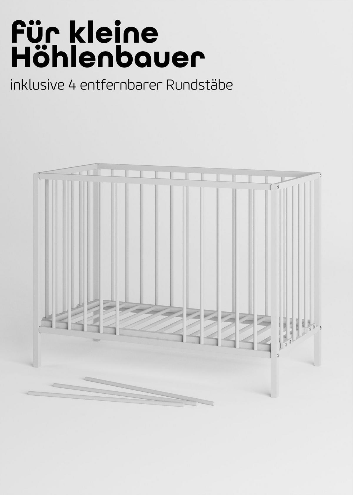 BEISTELLBETT mit Umbauseite - weiß - Dreamy 4 in 1 Bett - Weiß, Holz (120/90/60cm) - Sämann – make a difference.