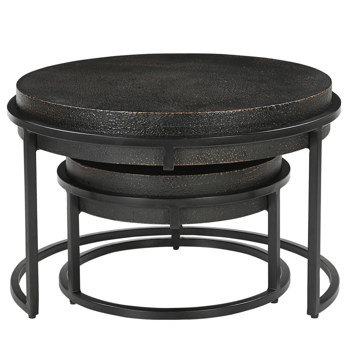 COUCHTISCH-SET - Antik Schwarz, 2-teilig - Schwarz, Holzwerkstoff/Metall (70/70/45cm) - home24