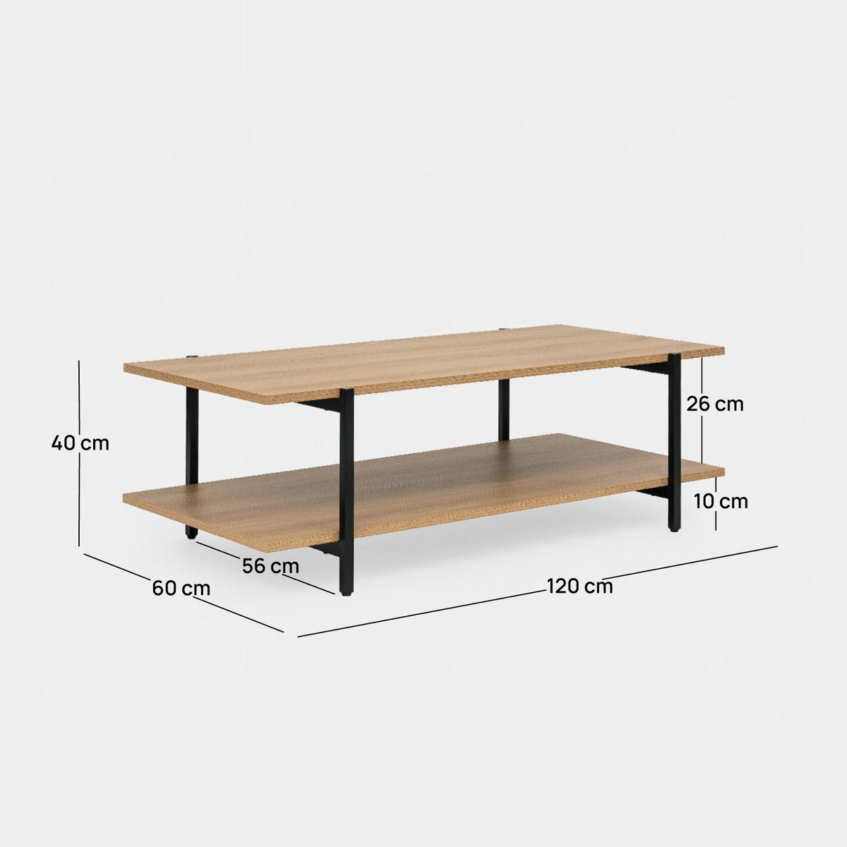 COUCHTISCH FESTER Livia Natürlich 120 cm x 40 cm - Naturfarben, Holzwerkstoff (60/120/40cm) - Klast Home
