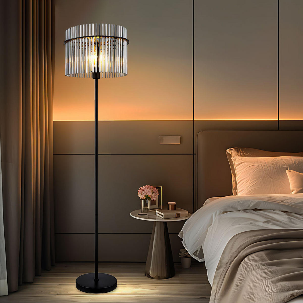 LED STEHLEUCHTE GORLEY Grau Rauchoptik - Grau, Glas (38/38/152cm) - Globo Lighting