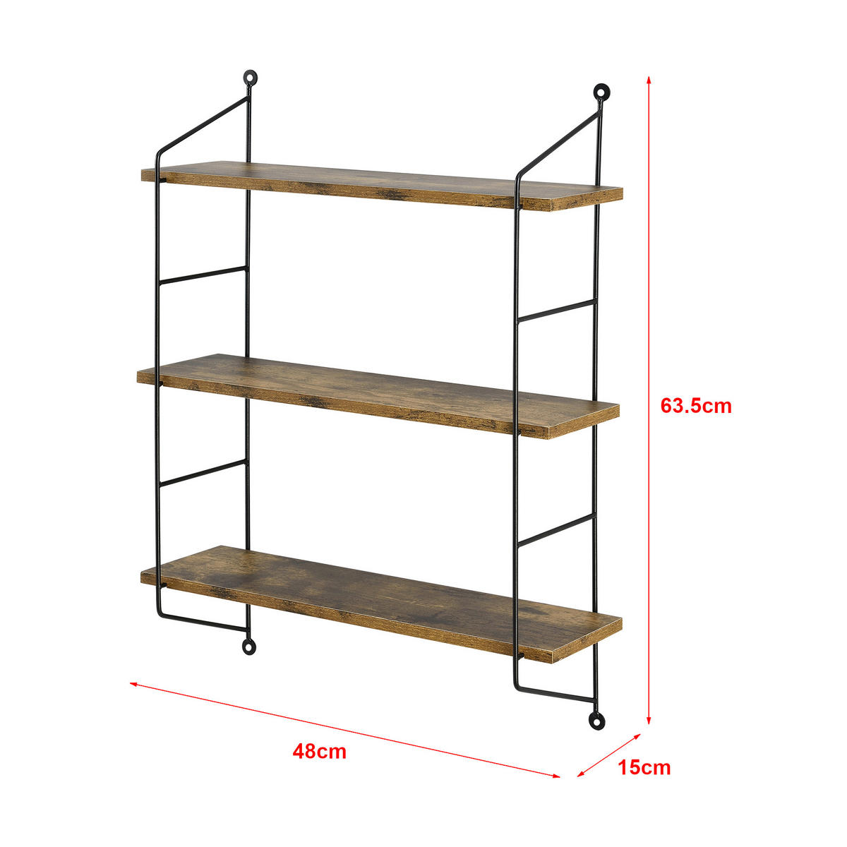 WANDREGAL Ösel - Dunkelbraun, Metall (48/63.5/15cm) - [en.casa]