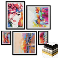 WANDBILDER 5er-Set - 50x50 cm & 20x30 cm & 40x60 cm Schwarzer Rahmen - Italienische Flüsse, Hügel, Straße - Schwarz, Kunststoff (40/60cm) - ArtPrintCave
