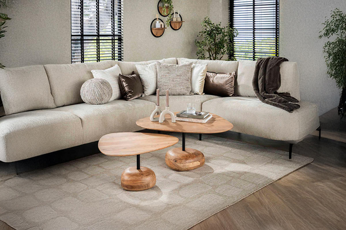 COUCHTISCH-SET EVI Braun Akazie - Braun, Akazienholz/Holz (84/78/40cm) - KAWOLA