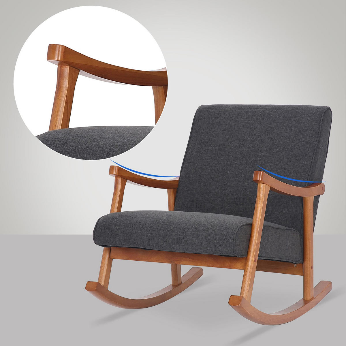 SCHAUKELSTUHL Stoff dunkelgrau - Dunkelgrau, Holz/Textil (67/82/92cm) - CLP