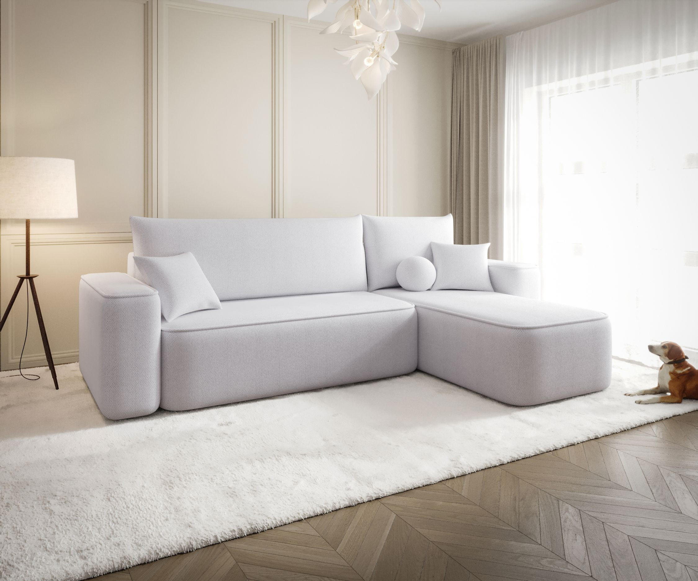 ECKSOFA mit Schlaffunktion SENNO Curio 80 Rechts - Hellgrau, Textil (250/150cm) - Bedante