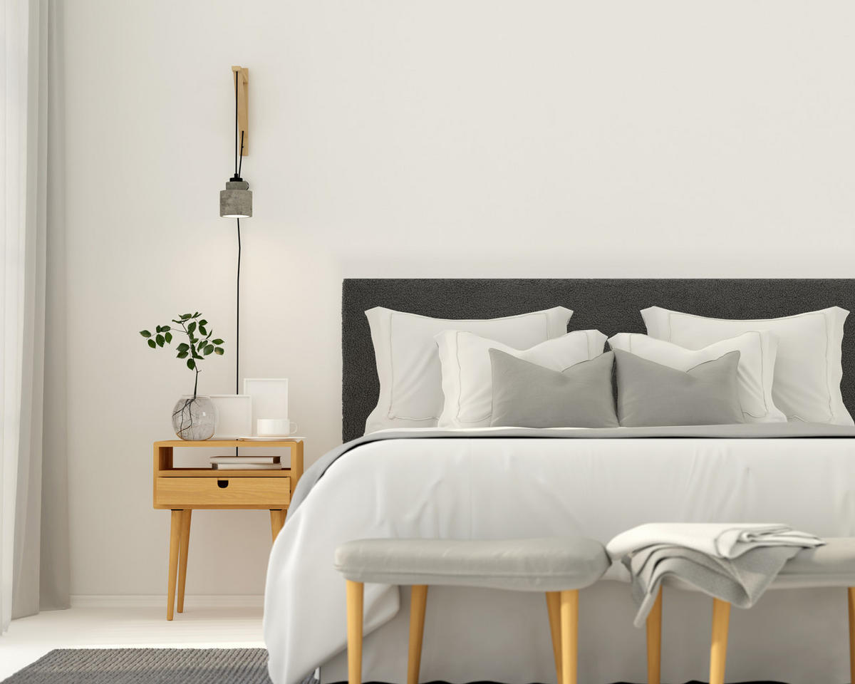 KOPFTEIL Gepolstertes Teddy-Stoff Grau 165/52/3 cm PANDA - Grau, Textil (165/52/3cm) - RNT By Really Nice Things