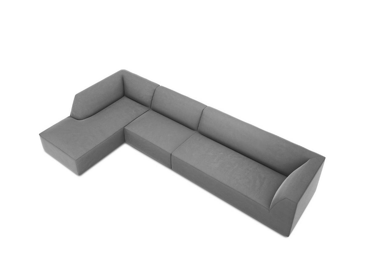 ECKSOFA links Ruby aus Samt grau 5 Sitzplätze - Grau, Textil (180/366cm) - Micadoni