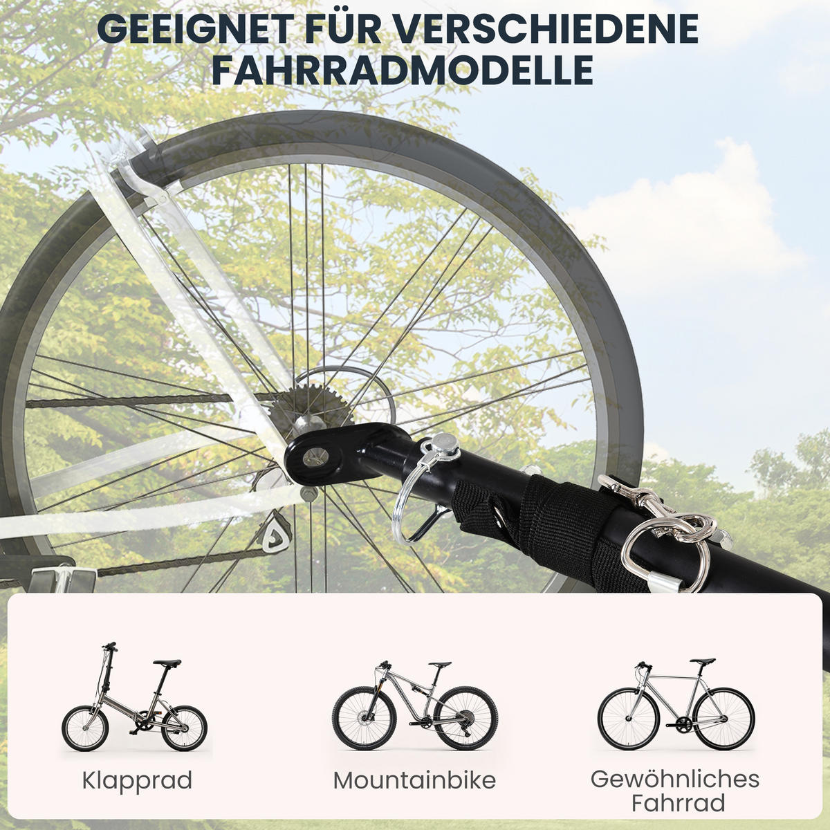 FAHRRADANHÄNGER Lastenanhänger für Fahrrad 40 kg Belastbarkeit Stahl - Schwarz, Metall (715/49/139cm) - HOMCOM