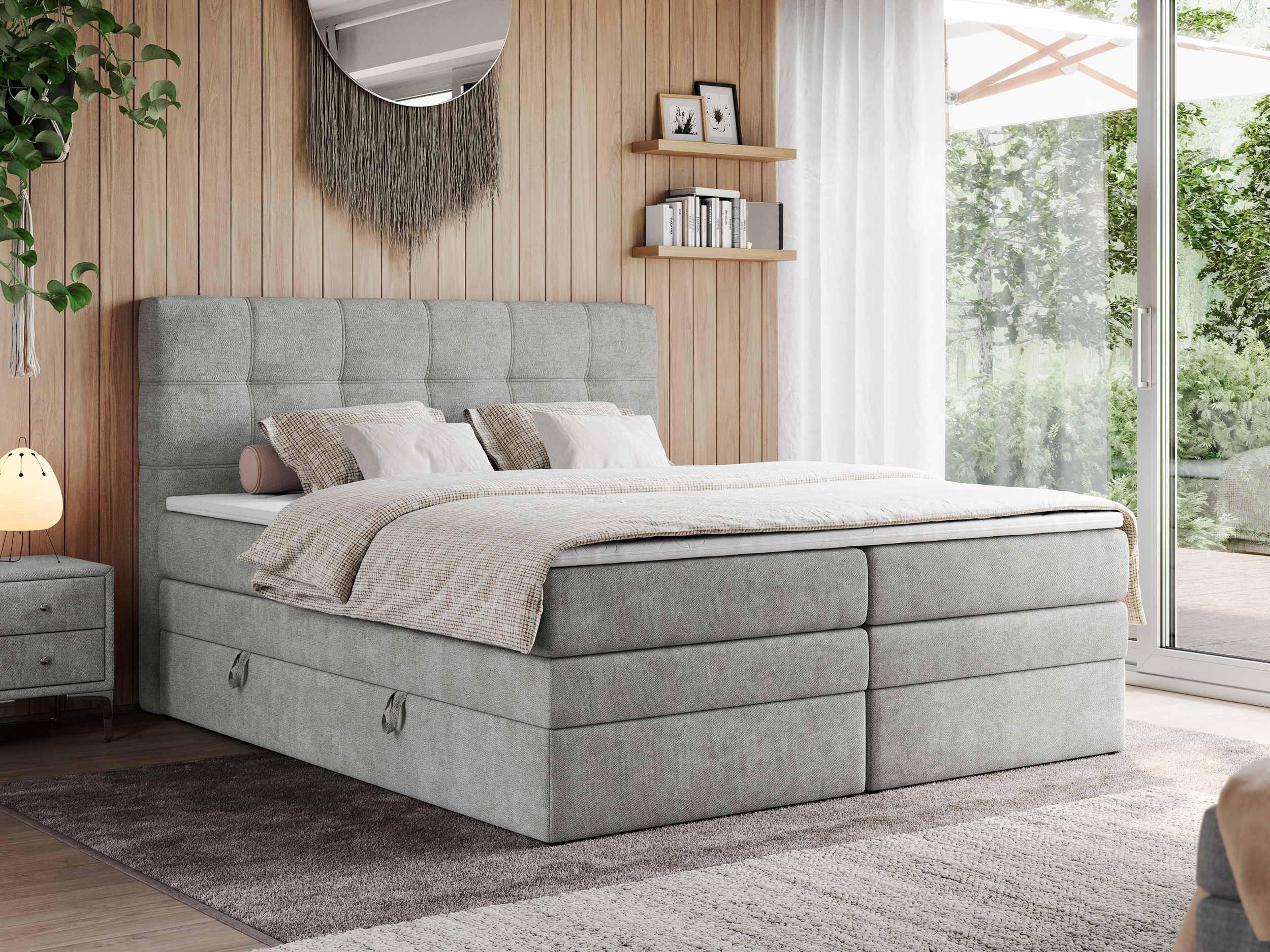 BOXSPRINGBETT ERNI KING 160/200 Hellgrau Struktur - H3 - Hellgrau, Holz/Textil (160/200cm) - MKS
