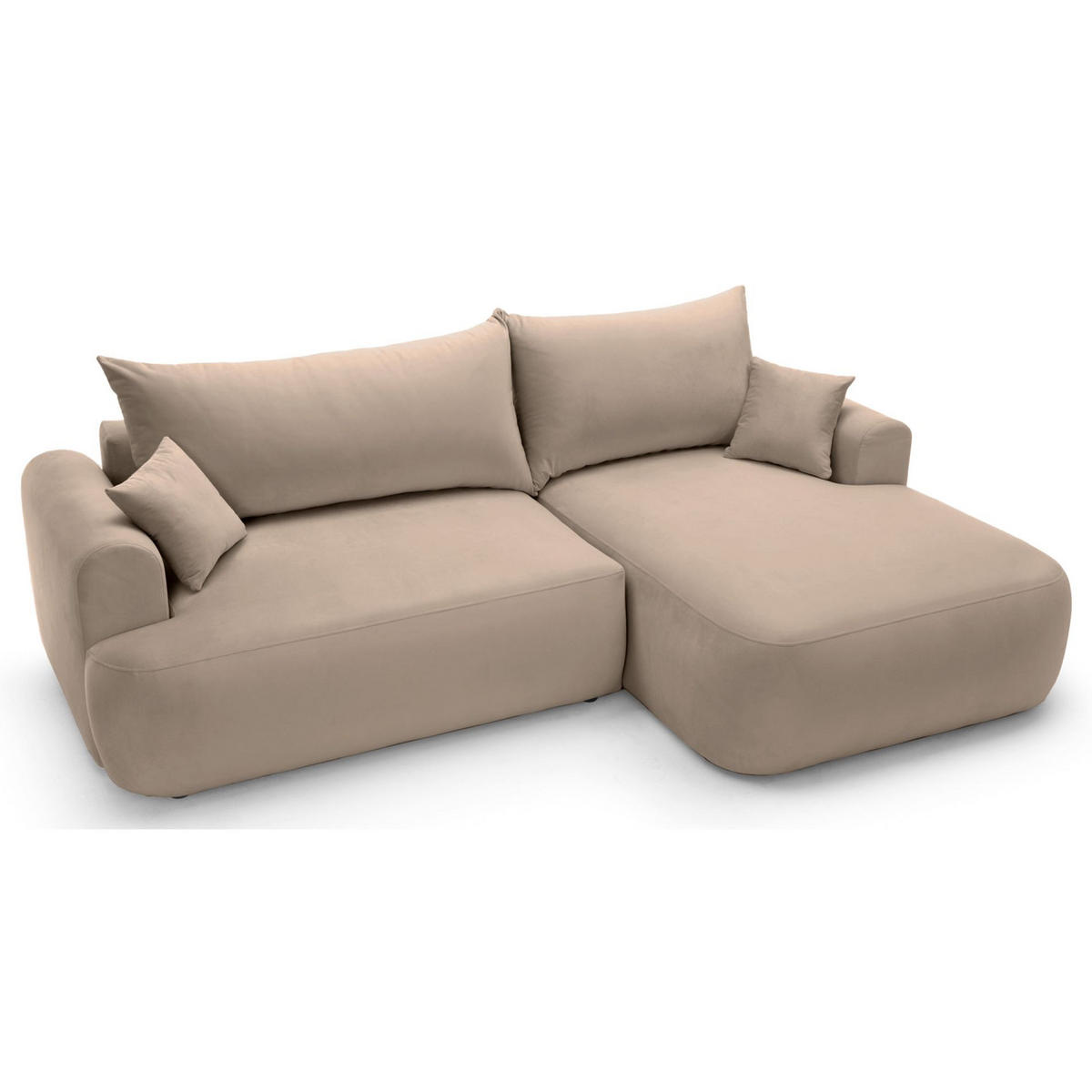 ECKSOFA Ovo Beige mit wasserabweisendem Samtbezug - Beige/Schwarz, Kunststoff/Textil (260/165cm) - Selsey