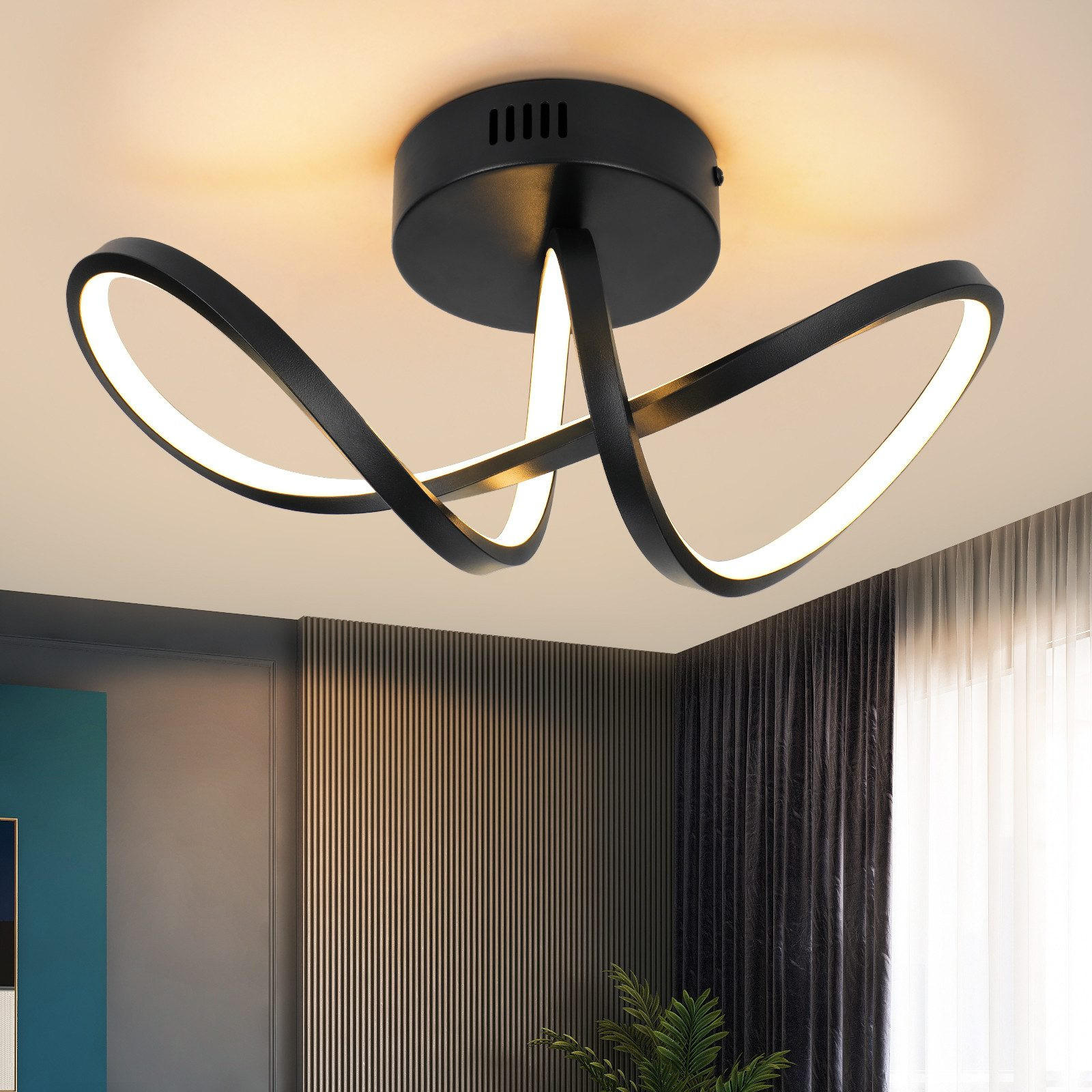 LED-DECKENLEUCHTE Marburg 34/14.5/17 cm - Schwarz, Metall (34/14.5/17cm) - Nettlife
