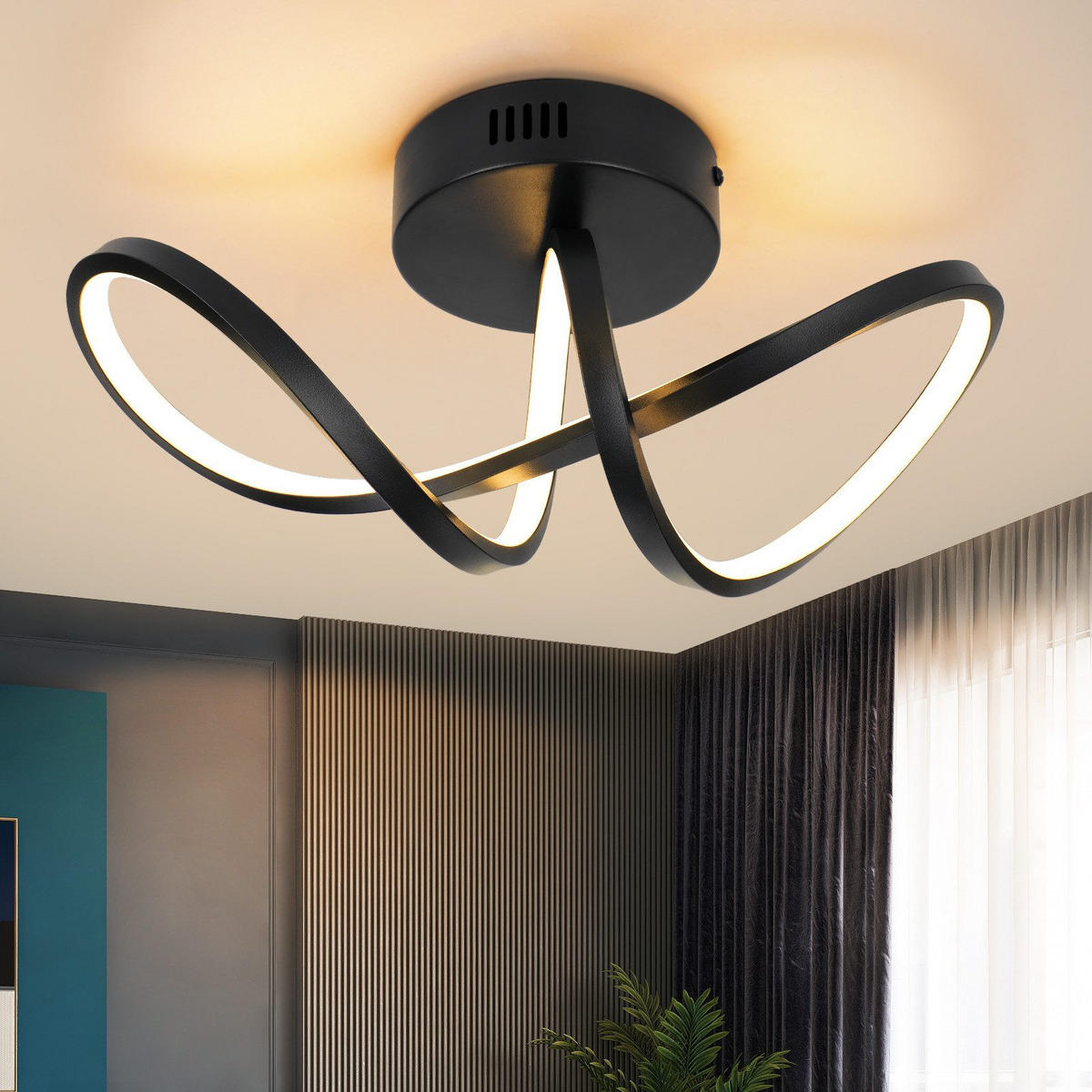 LED-DECKENLEUCHTE Marburg 34/14.5/17 cm - Schwarz, Metall (34/14.5/17cm) - Nettlife