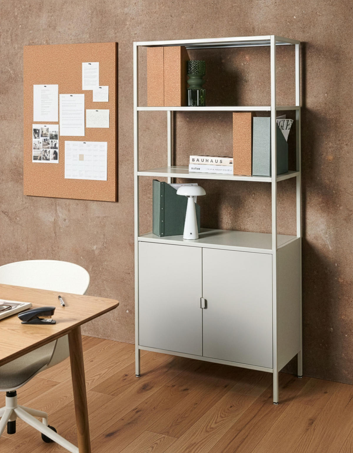 BÜROSCHRANK Metall Hellgrau Kauri - Hellgrau/Grau, Metall (80/180/40cm) - Beliani
