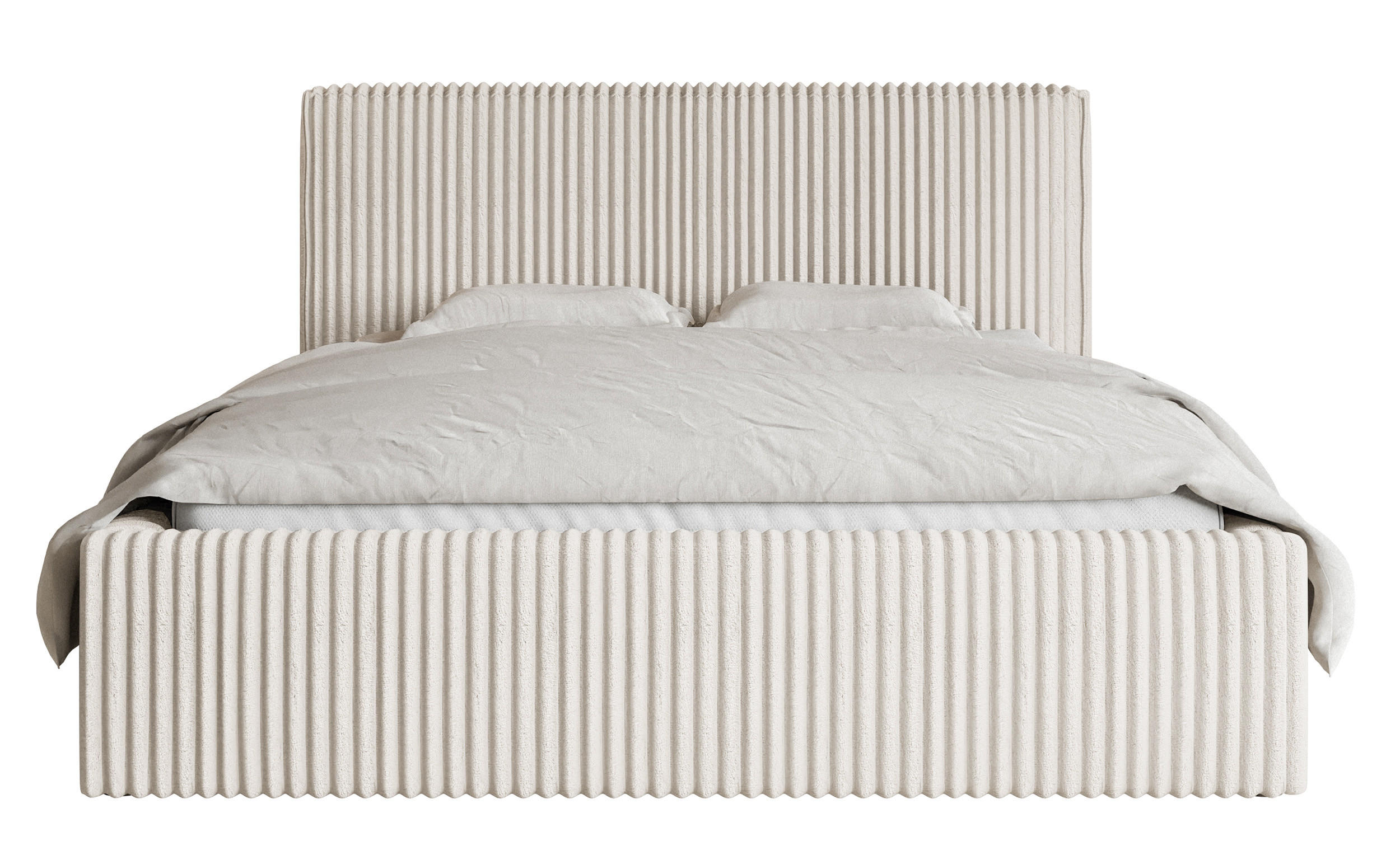 POLSTERBETT Tilio Cremeweiß Cordbezug 180 cm - Creme/Schwarz, Kunststoff/Textil (180/200cm) - Selsey