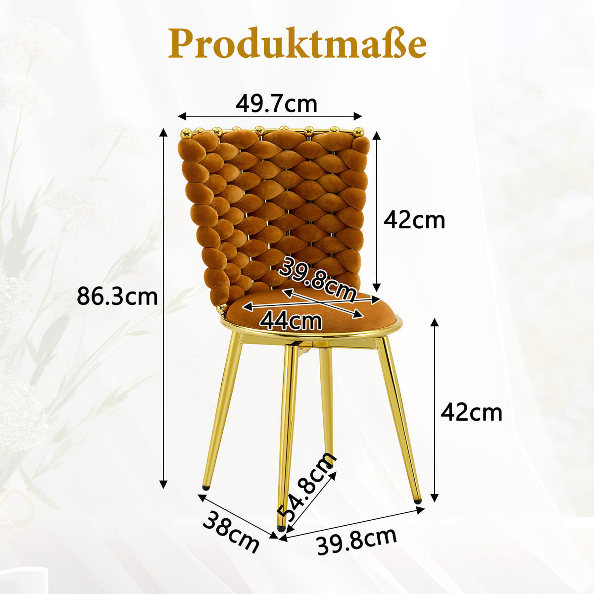 STUHL-SET DE-36805 2 Stück mit geflochtener Rückenlehne Orange - Orange, Metall (50.8/87.63/53cm) - ComfortXL