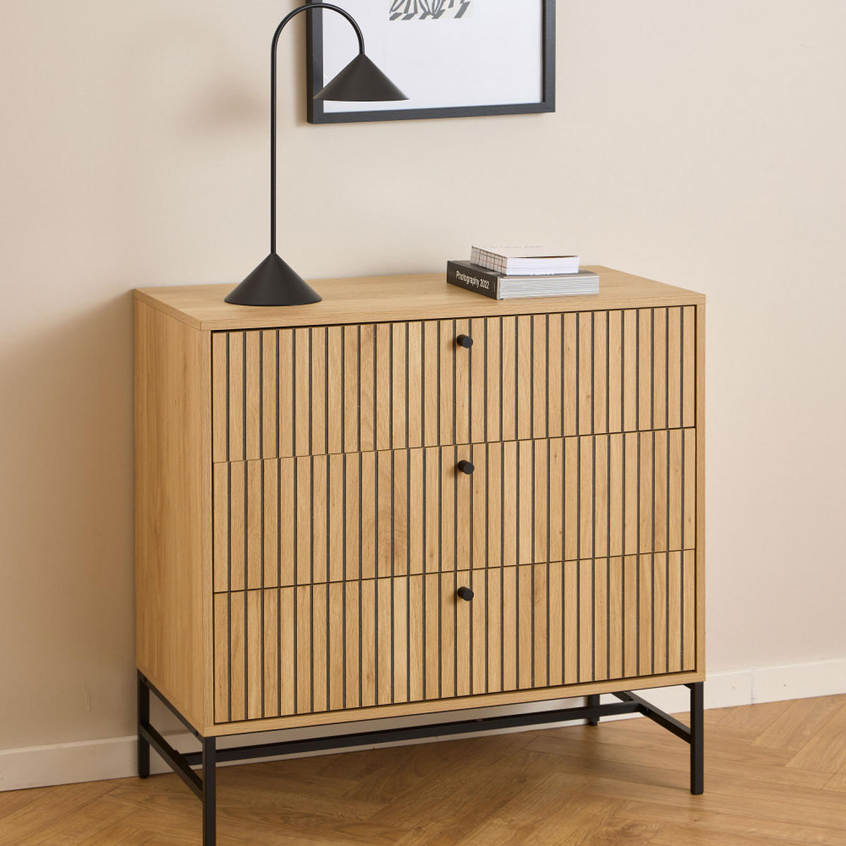 KOMMODE mit 3 Schubladen aus Holz, L80,6 cm - Storo - Klares Holz - Eschefarben, Holz (81/80/40cm) - Drawer