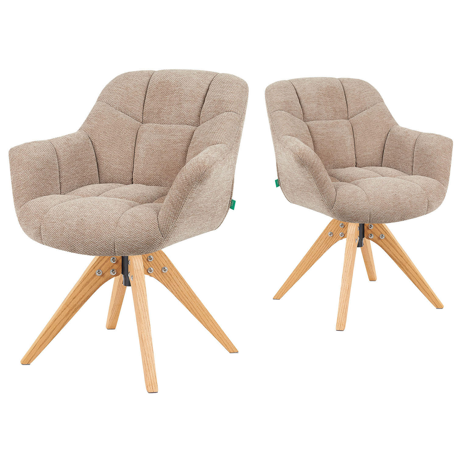 DREHSTUHL Mika-Nele - Honigeiche/Beige, Eichenholz/Holz (65/81/66cm) - DUBI Möbel