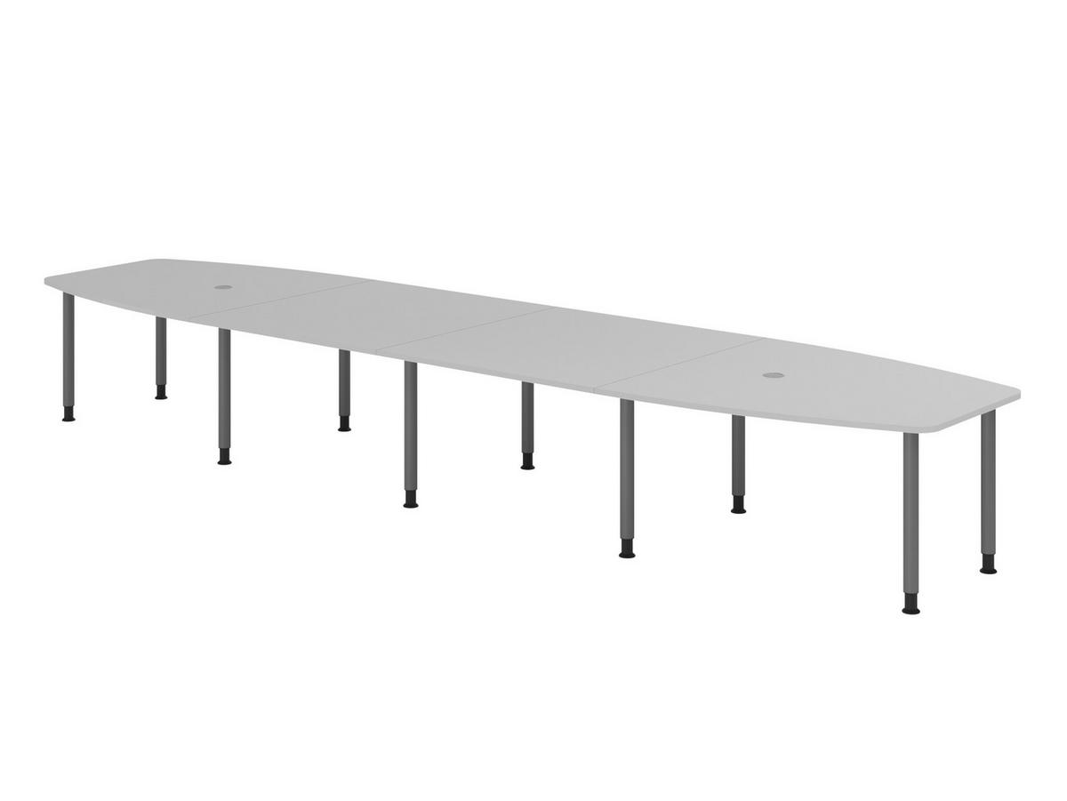 KONFERENZTISCH XXL KT52 130/520/74 cm in Grau/Füße in Graphitfarben - Graphitfarben/Grau, Holzwerkstoff (130/520/74cm) - bümö