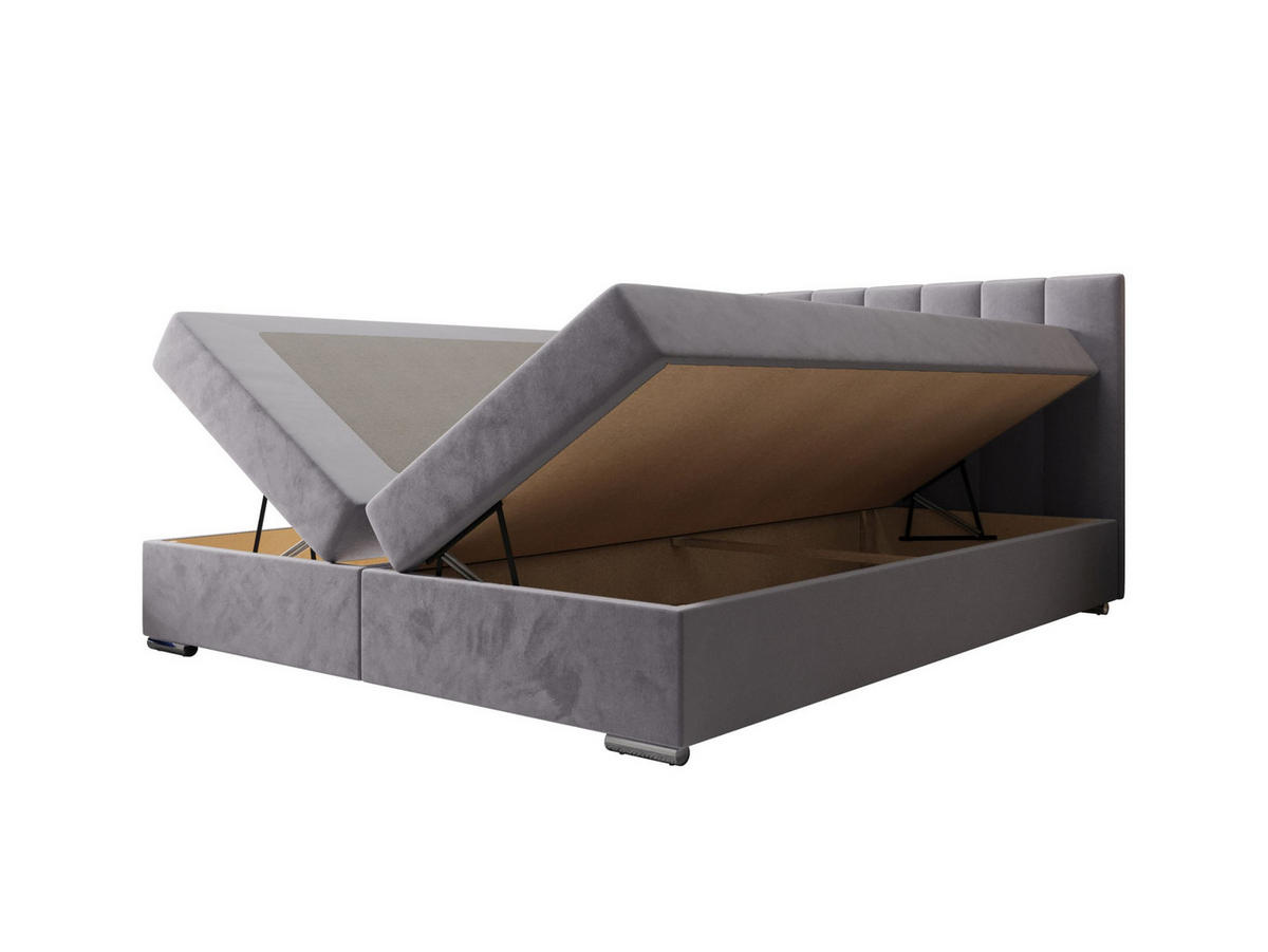 BOXBETT ZILANO 2 mit Matratze H3 und Topper 180x200 Itaka 50 - Hellgrau, Holz/Textil (180/200cm) - Bedante