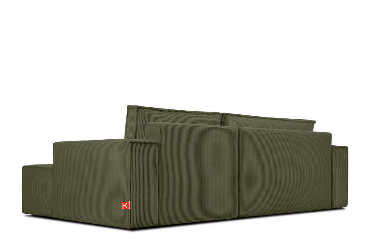 ECKSCHLAFSOFA-RECHTS NAPI in Pet Friendly Cord-Stoff, oliv - Schwarz/Olivgrün, Textil (262/148cm) - KONSIMO®